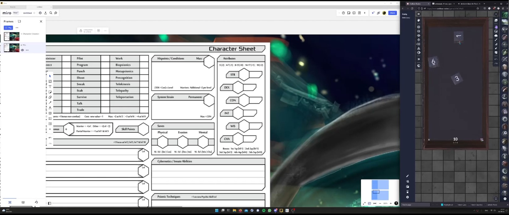 MIRO for Solo TTRPG? Stars without Number Setup